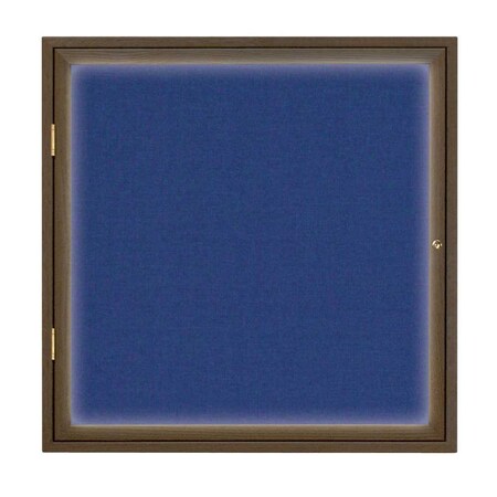 United Visual Products Single Door Slim Enclosed Radius EZ Tack Board, 42"x32", Gold/White UVRDS42EZ-WHITE-GOLD